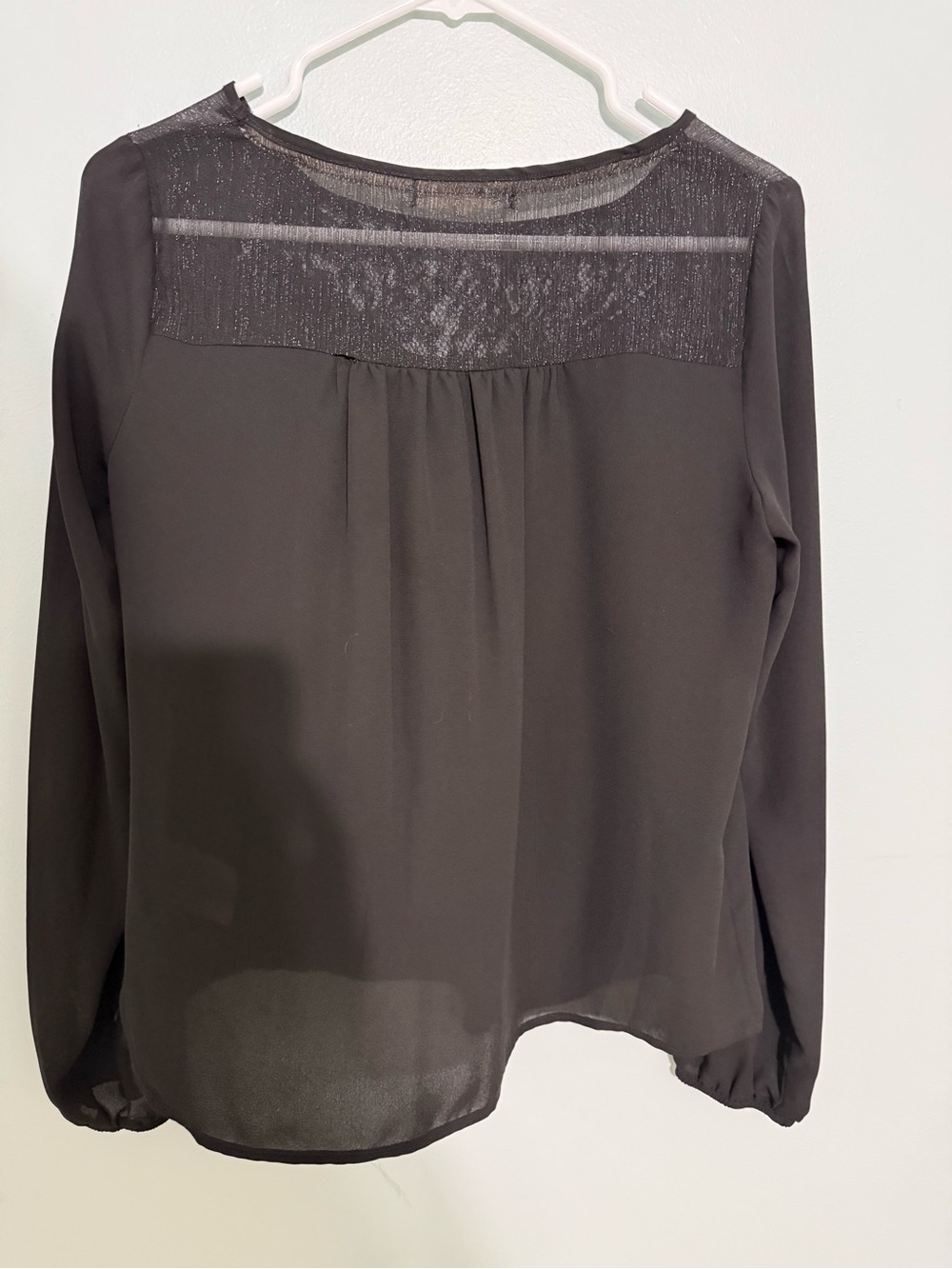 Semi-Sheer Black Long-Sleeve Women's Blouse